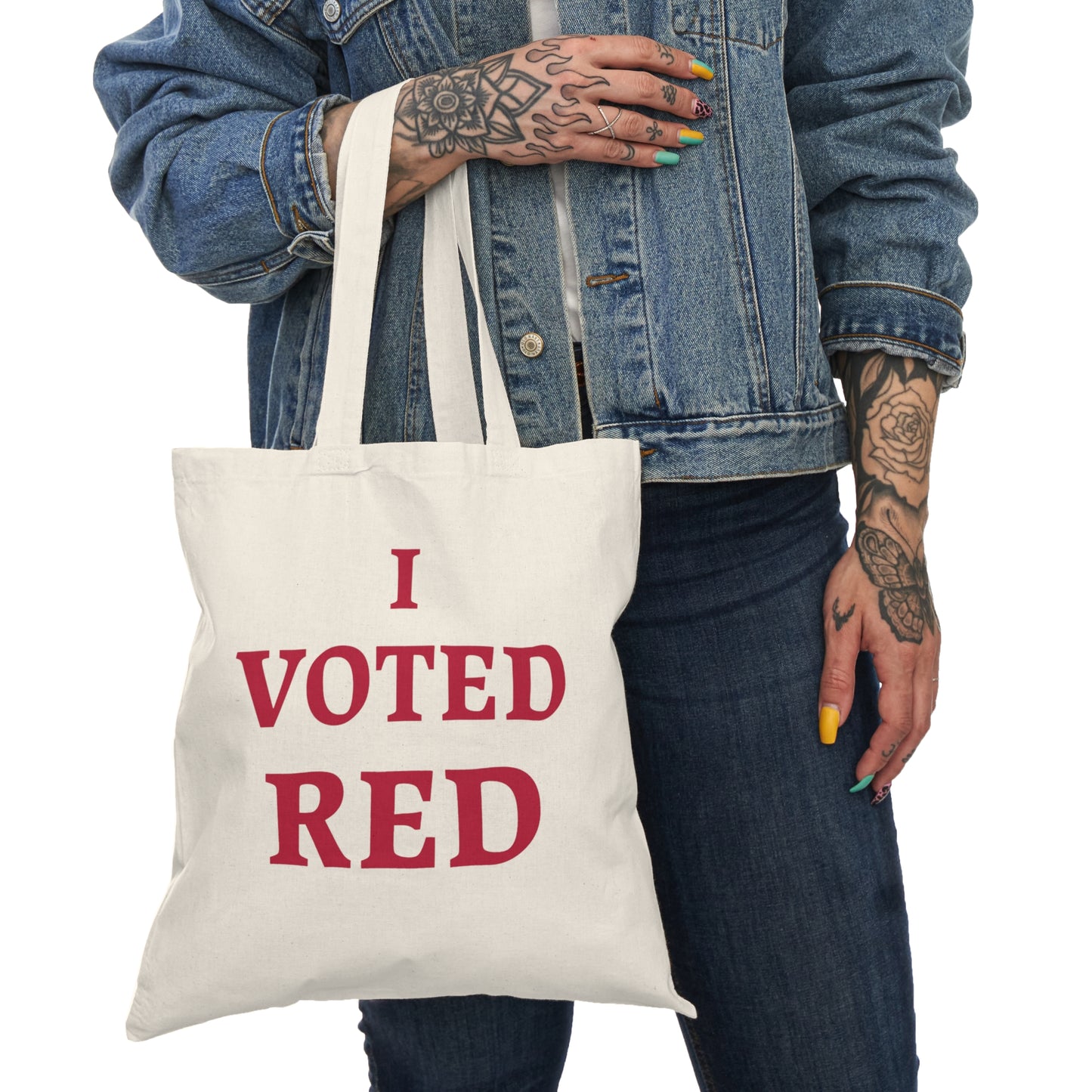 I Voted Red Natural Tote Bag